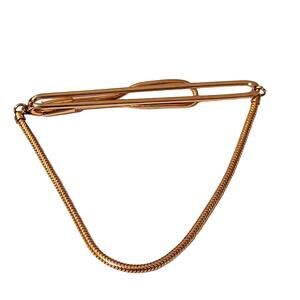 Vintage Swank Gold Tone Snake Chain Dangle Tie Bar Tie Clasp